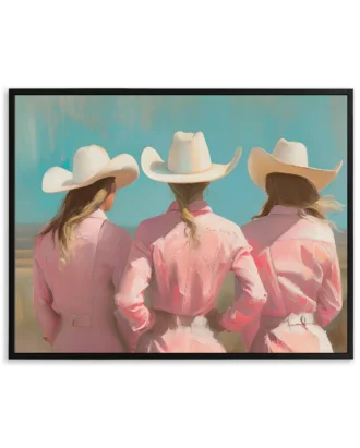Pink Cowgirls Trio Wall Art, Western Pop Canvas