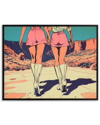 Pop Cowgirls Desert Wall Art, Retro Canvas