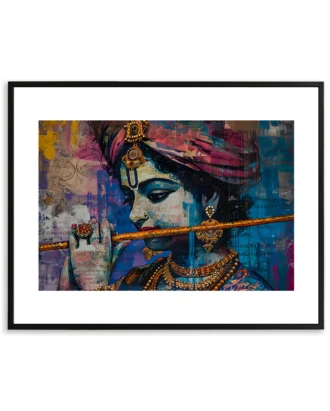 Krishna Urban Fusion Wall Art, Colorful Modern Canvas