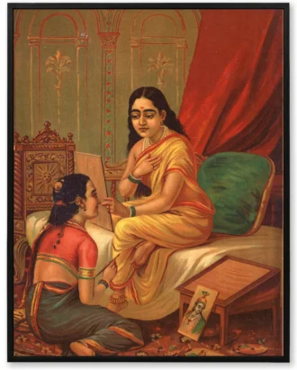 Raja Ravi Varma Radha Waiting Wall Art, Indian Classical Canvas