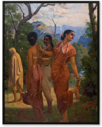 Village Women Wall Art, Ravi Varma Classical Canvas