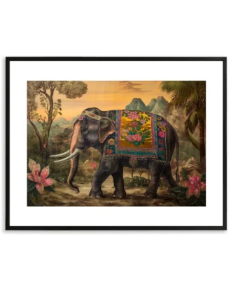 Decorated Elephant Canvas Wall Art – Traditional Painting