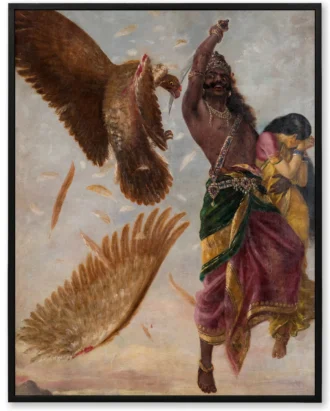 Jatayu Battle Ramayana Wall Art, Mythological Canvas