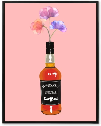 Whiskey Floral Pop Art Canvas – Modern Wall Decor