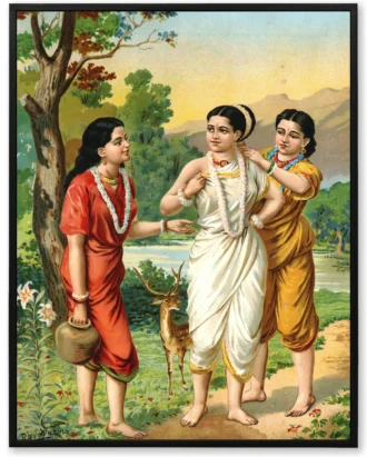 Ram Sita Lakshman Epic Wall Art – Framed Canvas Painting