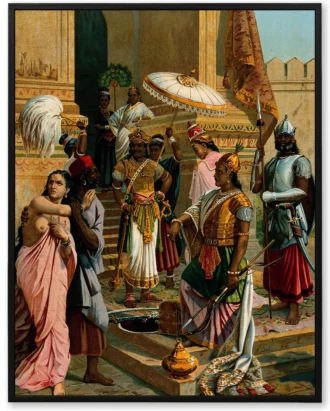 Draupadi Vastraharan Mahabharata Wall Art – Framed Canvas